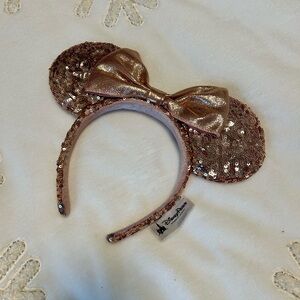Disney parks Rose Gold Sequin Minnie Mouse Ears Headband